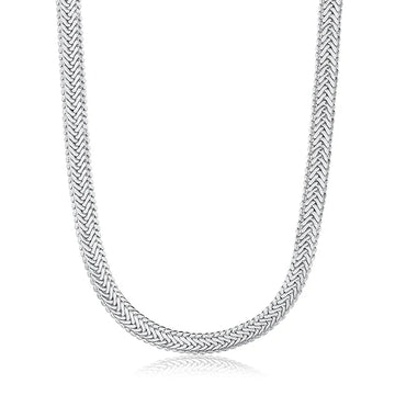 Colar choker trama laminada larga em ródio branco