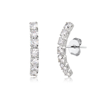 Brinco ear hook cristal zircônia maior em ródio branco