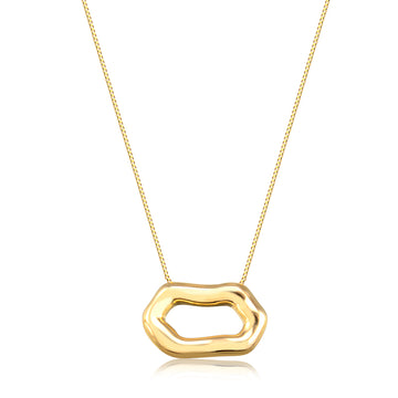 Colar retângulo orgânico slim vazado com banho de ouro 18k