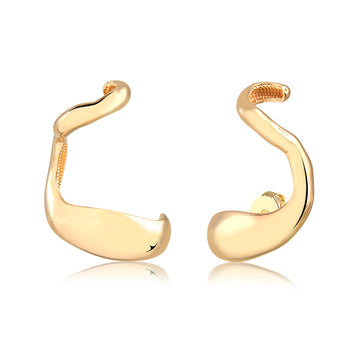 Brinco orgânico com piercing dourado