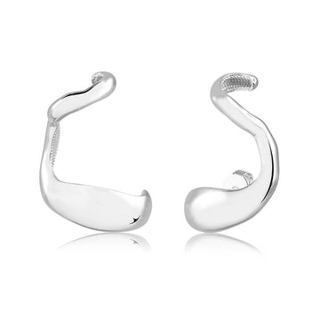 Brinco orgânico com piercing em ródio branco