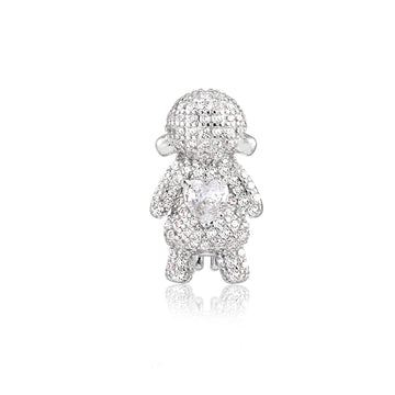 Pingente menina cristal para pulseira esteira em ródio branco