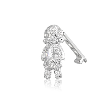 Pingente menina cristal para pulseira esteira em ródio branco