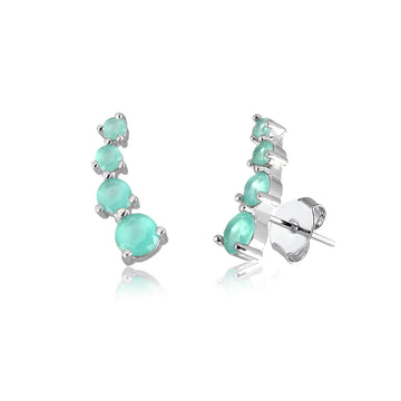 Brinco ear cuff 4 ovais turmalina fusion com banho de ródio branco