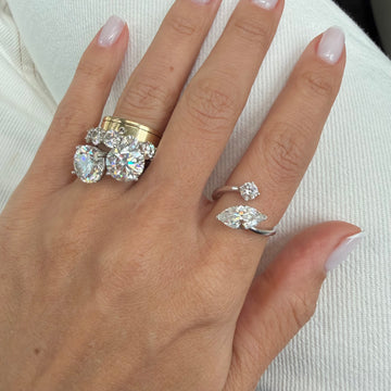 Anel MOISSANITE joia em prata 925 envolvente 2,3 quilates e banho de ródio branco