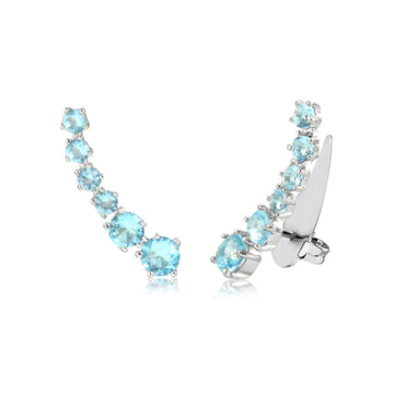 Brinco ear cuff ovais topázio em ródio branco