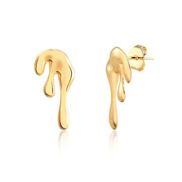 Brinco 3 gotas derretendo com banho de ouro 18k
