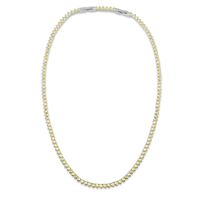 Colar riviera 3 garras trama rígida com zircônia citrino banho de ródio branco 3mm