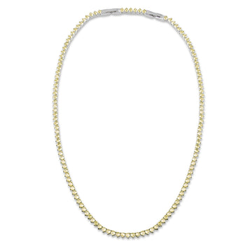 Colar riviera 3 garras trama rígida com zircônia citrino banho de ródio branco 3mm