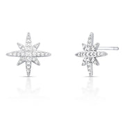 Brinco estrela cravejada com zircônia cristal e banho de ródio branco