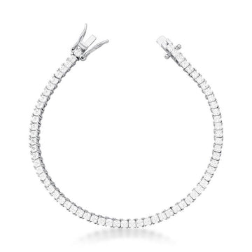 Pulseira riviera em prata 925 com zircônia cristal 4 garras luxo com 3 milimetros de espessura