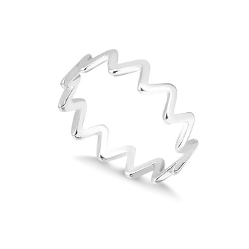 Anel zig zag slim em ródio branco