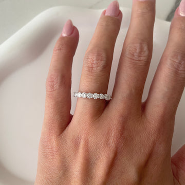 Anel prata 925 meia aliança MOISSANITE 3mm 0.8 quilates