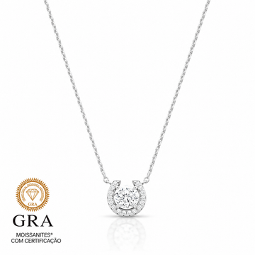 Colar MOISSANITE cravejado 0,5 quilate joia em prata 925 com banho de ródio branco