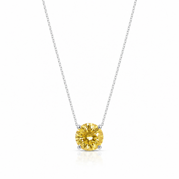 Colar solitário 10mm com zircônia na cor citrino glow em banho de ródio branc