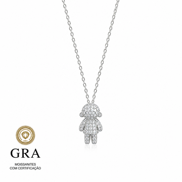 Colar MOISSANITE menina 0,29ct joia em prata 925 com banho de ródio branco