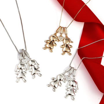 Pingente coração cravejado para colar veneziana com banho de ródio branco