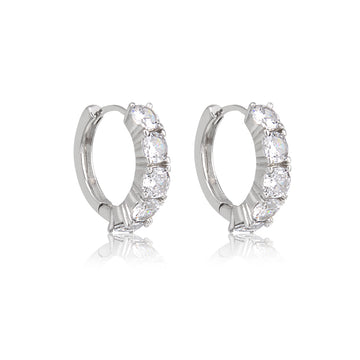 Brinco argola zircônia maior cristal com banho de ródio branco