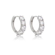 Brinco argola zircônia maior cristal com banho de ródio branco