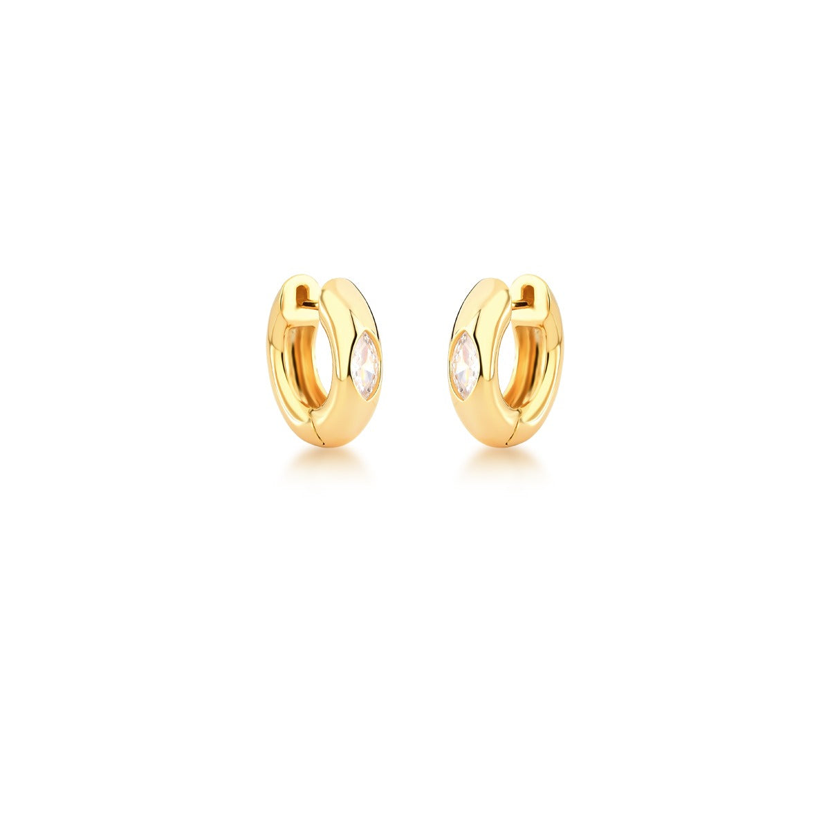 Brinco argola com gota cristal com banho de ouro 18k