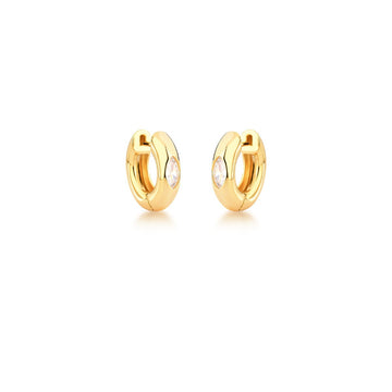 Brinco argola com gota cristal com banho de ouro 18k