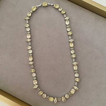 Colar luxo citrino com banho de ródio branco