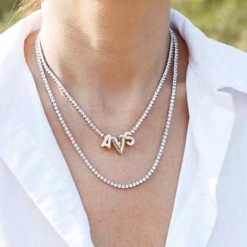 Colar Riviera trama rígida 4 garras com zircônia cristal de 3mm em ródio branco 50cm