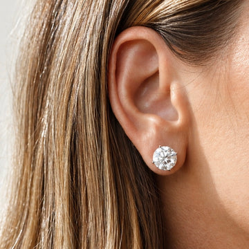 Brinco MOISSANITE solitário em prata 925 pedra 10mm 4 quilates