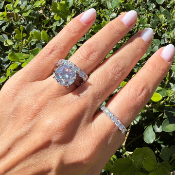 Anel MOISSANITE joia em prata 925 solitário 12MM 6 quilates e banho de ródio branco