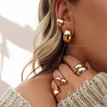 Anel abaloado liso dourado