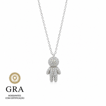 Colar MOISSANITE menino 0,29ct joia em prata 925 com banho de ródio branco