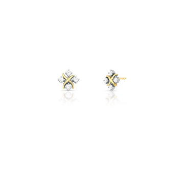 Brinco prata 925 inspired Celina detalhe X dourado