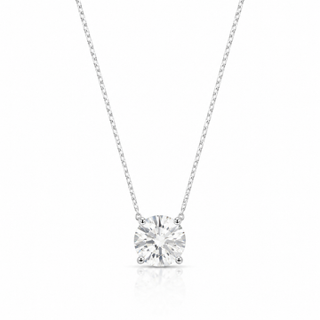 Colar solitário 10mm com zircônia na cor cristal em banho de ródio branco