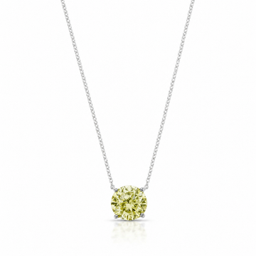 Colar solitário 10mm com zircônia na cor olive em banho de ródio branco