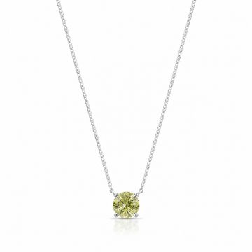 Colar solitário 8mm com zircônia na cor olive em banho de ródio branco