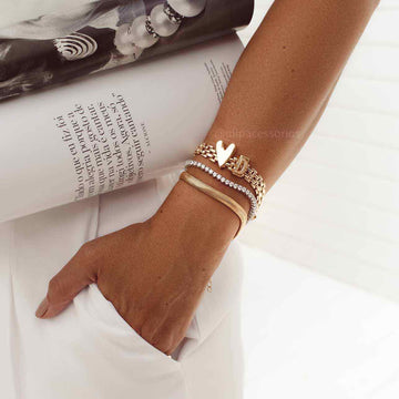 Pulseira  riviera 3 pontas cristal em ródio branco