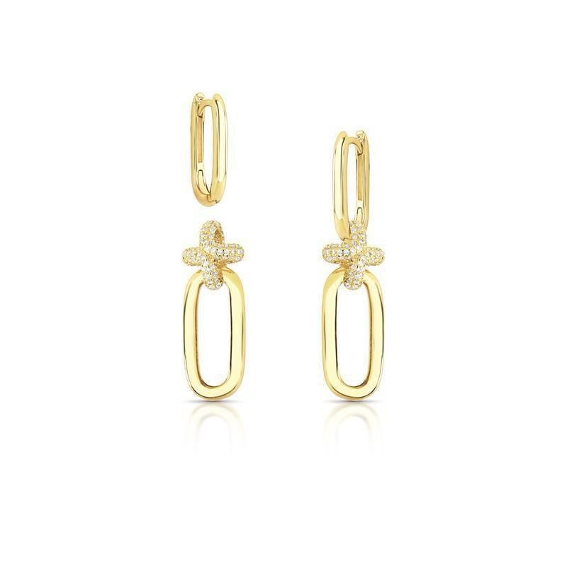 Brinco argola 2 em 1 com detalhe x e banho de ouro 18k