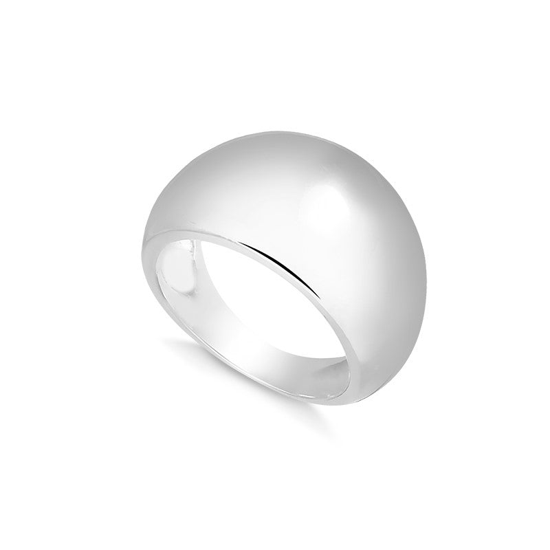 Anel abaloado liso ródio branco