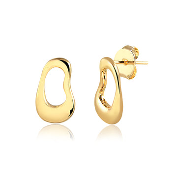 Brinco oval orgânico vazado dourado
