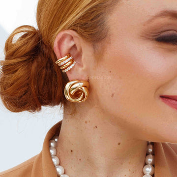 Brinco maxi nó com banho de ouro 18k