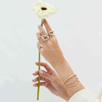 Pulseira bracelete duplo liso dourada