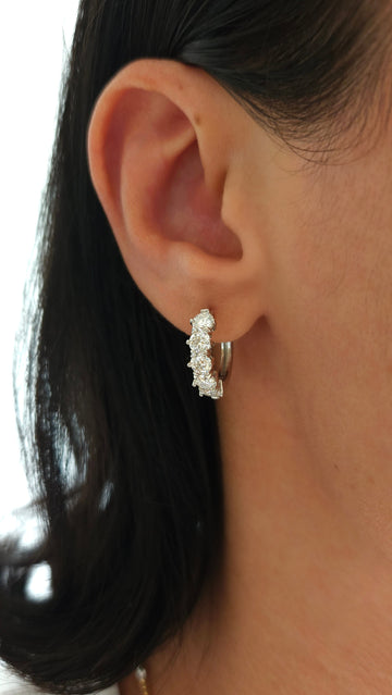 Brinco prata 925 argola MOISSANITE 4mm 3 quilates