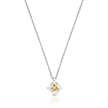 Colar prata 925 inspired Celina detalhe X dourado