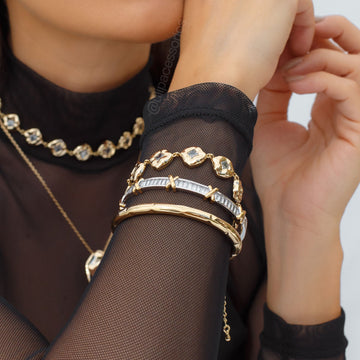 Pulseira bracelete tubo desconstruído com banho de ouro 18k