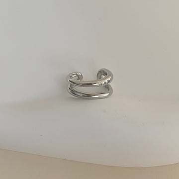 Piercing duplo liso com banho de ródio branco