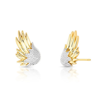 Brinco asa lisa e cravejada inspired com banho de ouro 18k