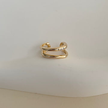 Piercing duplo liso com banho de ouro 18k