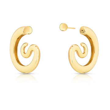 Brinco argola caracol com tarraxa esfera com banho de ouro 18k