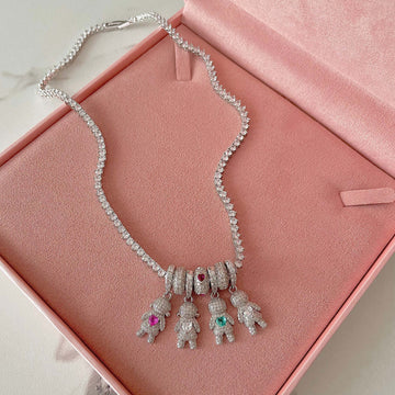 Pingente MENINA cristal com banho de ródio branco