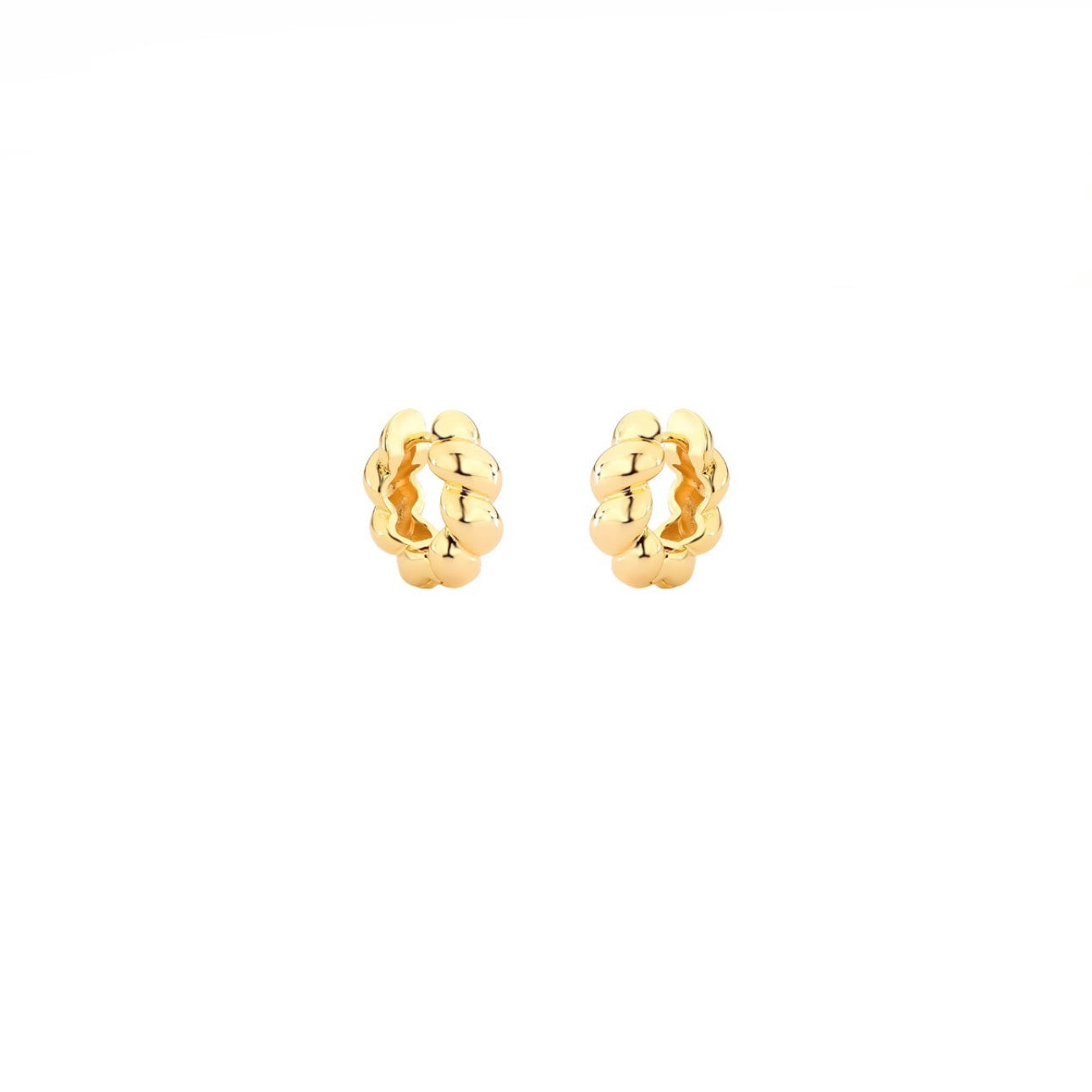 Brinco argolinha P entrelaçada com banho de ouro 18k